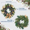 COZONY 24 Inch Pre-Lit Christmas Wreath with Bows, Gold Leaves & Ball Ornaments, Blue Artificial Flowers for Front Door Window Wall Decor - 3 of 4