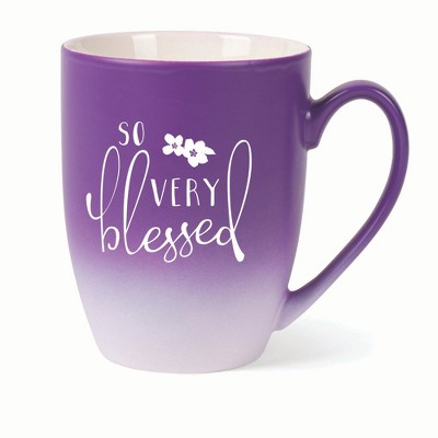 Elanze Designs So Very Blessed Two Toned Ombre Matte 10 ounce New Bone China Coffee Tea Cup Mug, Purple and White
