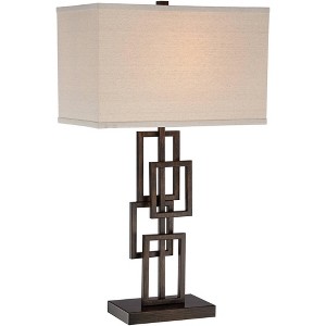 360 Lighting Kory Industrial Table Lamp 29" Tall Bronze Metal with USB Charging Port Rectangular Shade for Bedroom Living Room Bedside Nightstand Kids - 1 of 4