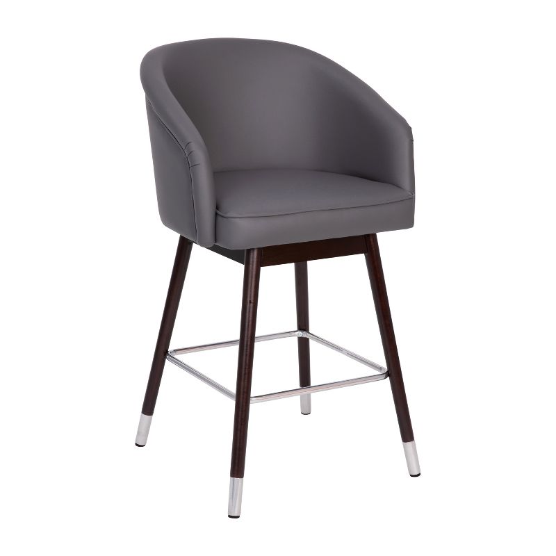 Flash Furniture Margo Commercial Grade Mid-Back Modern Barstool with Beechwood Legs and Curved Back, 1 of 12
