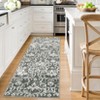 Washable Modern Floral Rug Non Slip Low Pile Rug Soft Contemporary Throw Floor Cover Foldable Indoor Carpet for Living Room Bedroom,Gray Green/2'x6' - 3 of 4