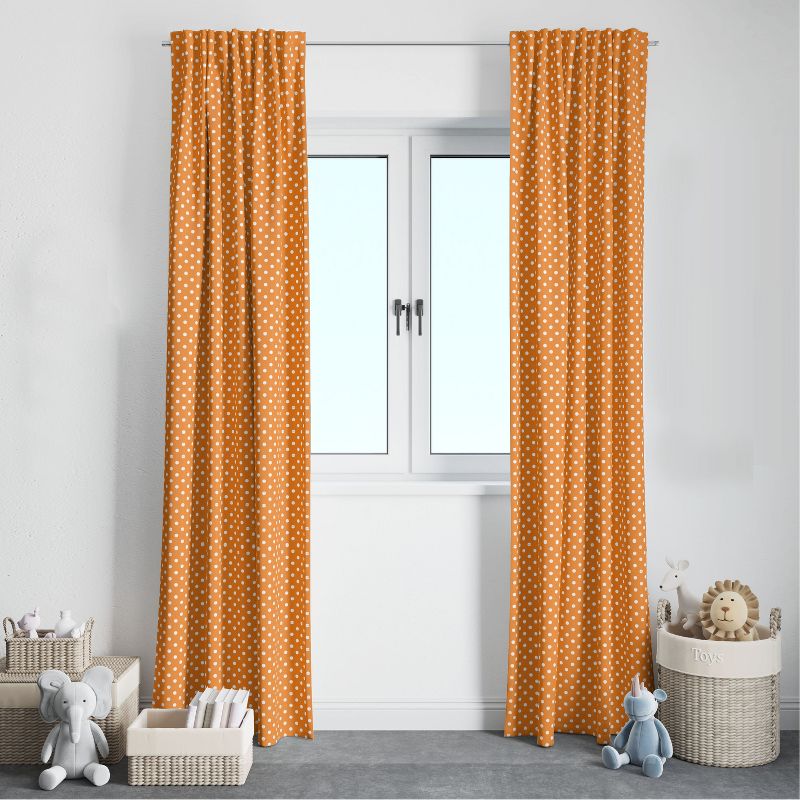 Bacati - Pin Dots Orange Cotton Printed Single Window Curtain Panel, 3 of 5