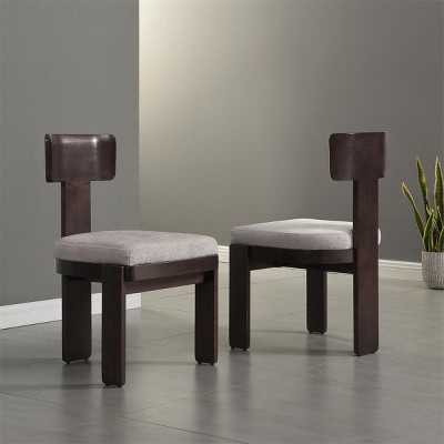 Upholstered Side Dining Chairs Set of 2, Kitchen Chairs with Curved Open Back, Living Room,Kitchen,Lounge