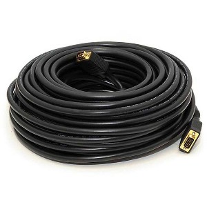 Monoprice Super VGA Cable - 100 Feet - Black | Male to Male With Ferrites For In-Wall Installation | Gold Plated, CL2 Rated - 1 of 4