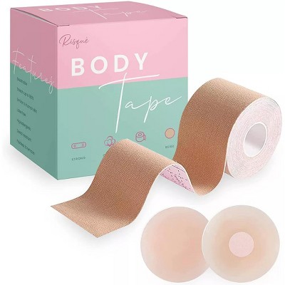 Sure Tape Boob Tape Breast Tape Kit for AC Cup, Breast Lift Tape 2 inch  Wide, 1 Breast Lift Tape, 5 Pairs Satin Breast Petals, 1 Pair Silicone  Nipple
