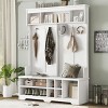 Modern Hall Tree with Storage Bench, 6 Hooks & Shoe Cubbies, 59"W x 77"H Entryway Coat Rack Organizer for Foyer Mudroom-3irtyhousy - 2 of 4