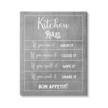 Stupell Industries Kitchen Rules Bon Appetit Sign Canvas Wall Art
