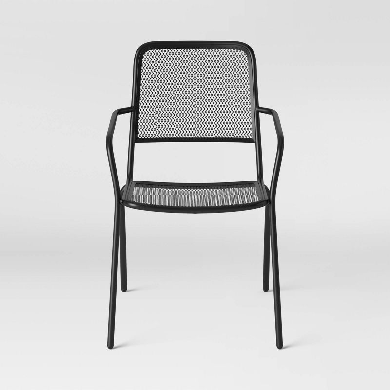 Metal Mesh Outdoor Patio Dining Chair Stacking Chair Black - Room Essentials&#8482;, 4 of 9