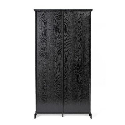 Black Farmhouse Freestanding Storage Cabinet with Adjustable Shelving