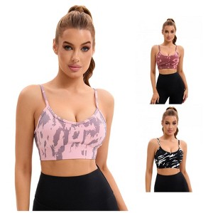 INSPIRE CHIC 3 Pcs Women's Tie-Dye Adjustable Straps U Back Wirefree Full Support Workout Sports Bras - 1 of 4