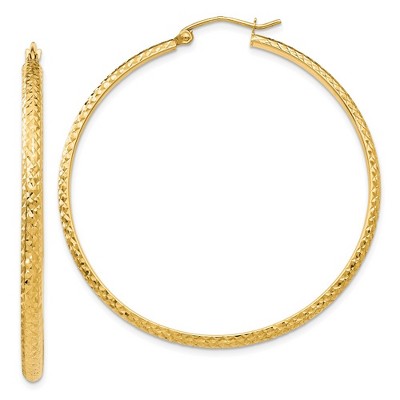 Black Bow Jewelry 2.8mm, 14k Yellow Gold Diamond-cut Hoops, 46mm (1 3/4 Inch)
