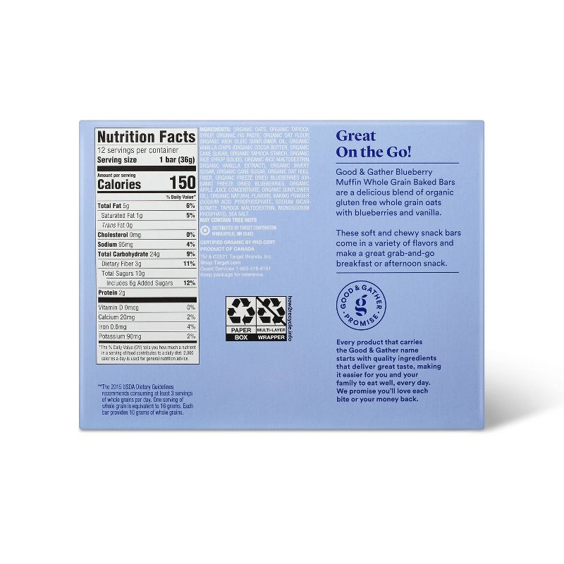Organic Blueberry Muffin Whole Grain Baked Bar - 15.24oz/12ct - Good &#38; Gather&#8482;, 4 of 8