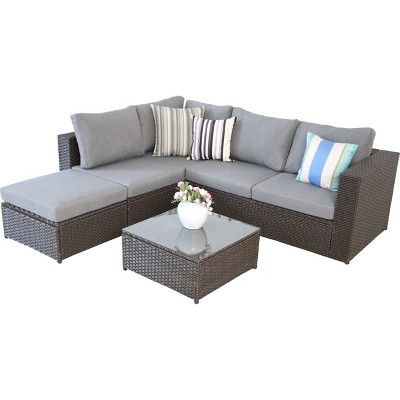 4pc Outdoor Rattan Sofa Set - Gray - Wedohome