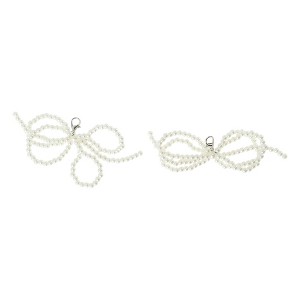 Unique Bargains Faux Pearl Bow Style 10 Shoelace Charms White 1 Pair - 1 of 4