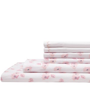 Queen 6pc Embroidered Microfiber Bonus Sheet Set Rose - Elite Home Products, Pink