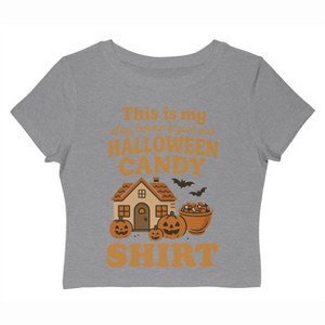 Rerun Island Women Give Out Candy Shirt Halloween House Short Sleeve Graphic Cotton Baby Tee - 1 of 4