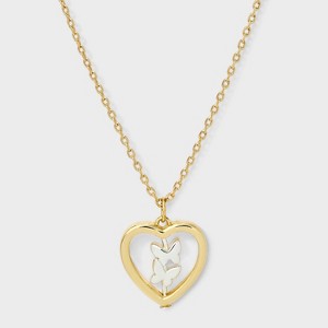 14K Gold Dipped Butterfly Heart Necklace - Gold - 1 of 4