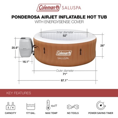 Coleman SaluSpa 4-Person Round Inflatable Hot Tub with Accessories
