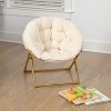 Flash Furniture Gwen  23" Kids Cozy Mini Folding Saucer Chair, Faux Fur Moon Chair for Toddlers and Bedroom - 2 of 4