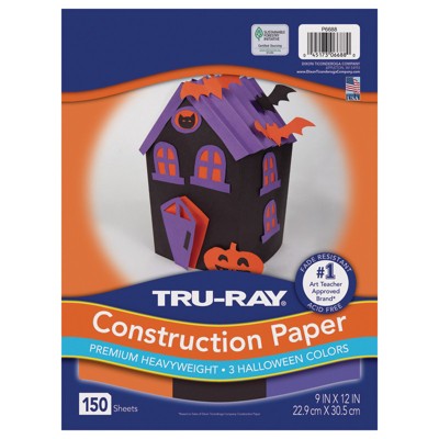 Tru-Ray Construction Paper Halloween, Black, Orange, Purple, 9" x 12", 150 Sheets (Pack of 2)