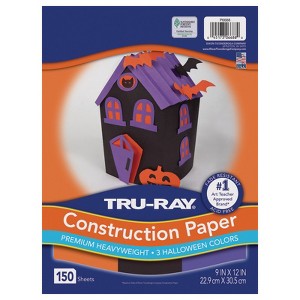 Tru-Ray Construction Paper Halloween, Black, Orange, Purple, 9" x 12", 150 Sheets (Pack of 2) - 1 of 1