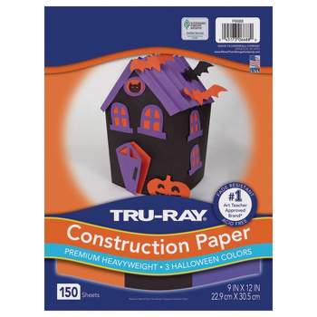 Tru-Ray Construction Paper Halloween, Black, Orange, Purple, 9" x 12", 150 Sheets