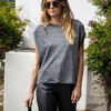 Amaryllis Women's Soft Relaxed Fit Top Gathered Up Gathered Shoulder Sleeves Versatile Sparkle Novelty Top - 2 of 4