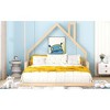 CAVINAS Twin/Full Size Montessori Floor Bed for Kids,Toddler Bed Frame with House-Shaped Headboard,Slatted Floor Bed for Girls,Boys,Teens - 3 of 4