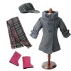 Sophia's - 18" Doll - Wool Coat, Hat, Plaid Scarf & Pink Boots - Gray - 3 of 4