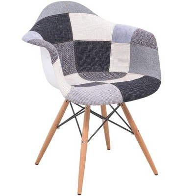 LeisureMod Willow Fabric Eiffel Accent Chair with Ash Wood Legs