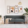 vidaXL Chesterfield Sofa 3-Seater - Dark Gray Fabric Couch/Settee with Sturdy Wood Frame for Living Room/Lounge/Office - 2 of 4