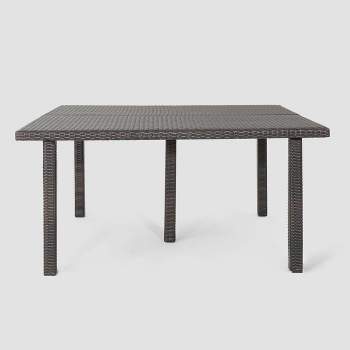 Fiona Square Wicker Dining Table - Brown - Christopher Knight Home