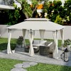 Resenkos Outdoor Garden Gazebo, Sunshade Gazebo Canopy,10' x 13' Double Roof Patio Gazebo, Outdoor Gazebo with Curtains, Cream White - 4 of 4