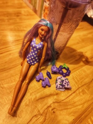 Barbie Pop Reveal Fruit Series Grape Fizz Doll, 8 Surprises Include Pet ...