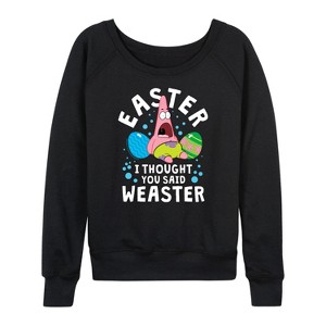 Women's - SpongeBob Squarepants - Easter Weaster Lightweight French Terry Wide Neck Long Sleeve Shirt - 1 of 4
