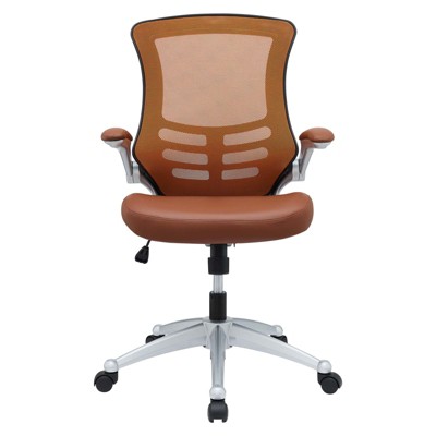 ErgoFlex Tan Leatherette and Mesh Swivel Task Chair with Adjustable Arms