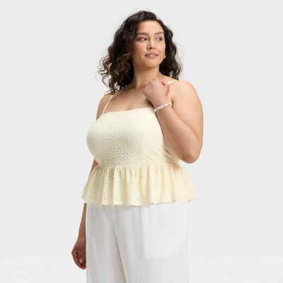 Women's Peplum Tank Top - A New Day™ White