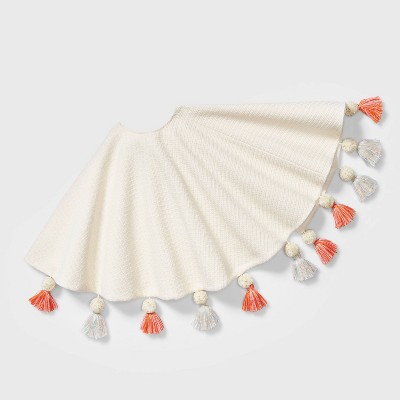 48in Woven Christmas Tree Skirt with Multicolor Tassels Cream - Wondershop™