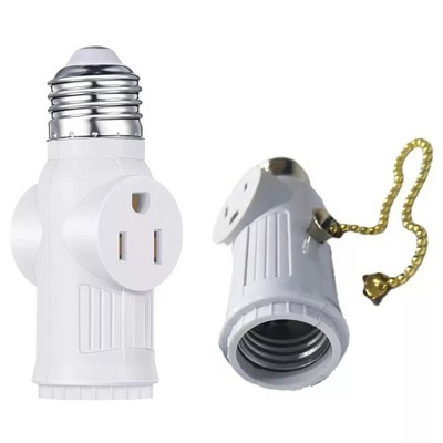 Kitcheniva E26/E27 Light Socket to Plug Adapter 2/3 Prong Outlet 2 Pcs