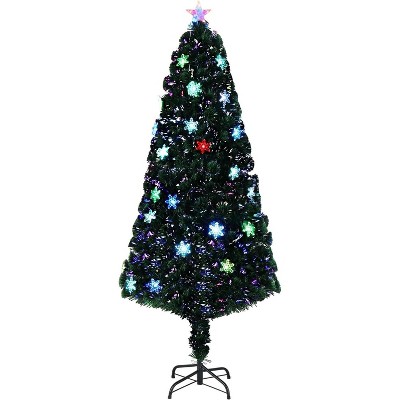 VINGLI 4ft Pre-lit Fiber Optic Artificial Christmas Tree w/Multicolor LED Lights, Snowflakes & Top Star