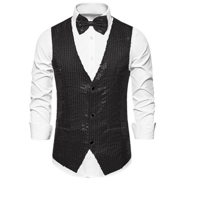 Lars Amadeus Men's Sequin Shiny Sleeveless Party Prom Dress Suit Vest ...