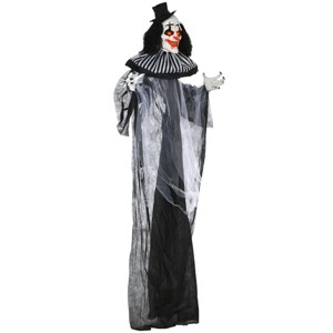 Syemin Decorative Holiday Mannequins Outdoor Halloween Decoration Classic Striped Clown Outdoor Halloween Decoration, Black, 43.3"*7.1"*72" - 1 of 4
