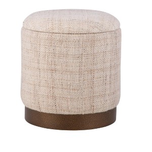 Carolina Chair  Table Handwoven Boreas Hammered Metal Storage Ottoman - 1 of 4