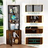 KTMBDW Wine Rack with Glass Holder and Storage Shelves, Corner Bar Corner Wine Cabinet, 6 Tier Bookshelf Display Corner Shelves for Living Room, Brown - 4 of 4