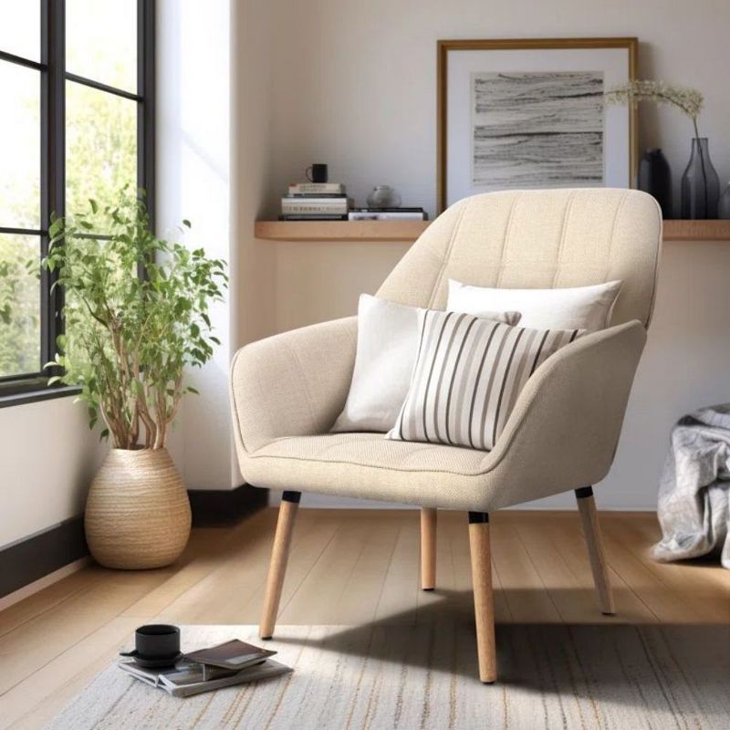 Neutypechic Modern Linen Upholstered Accent Chair Armchair, 1 of 8