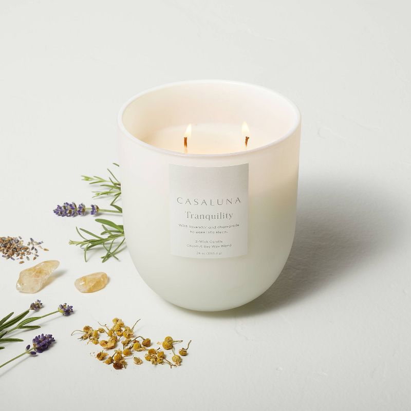 Tranquility Core Frosted Glass Wellness Jar Candle White - Casaluna™, 3 of 9