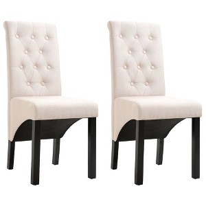 CLIHOME Modern style dining chair, solid wood leg soft cushion fabric kitchen chair(Set of 2) - 1 of 4