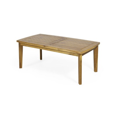 Vynxaria Patio Coffee Tables - 43" Rectangular Outdoor Table with Teak Finish
