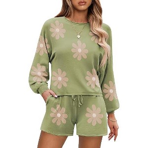 Ekouaer Knit Pajamas Set for Women Lounge Wear Sets Long Sleeve Sweatsuit Matching 2 Piece Outfits Casual Sweater Sets - 1 of 4