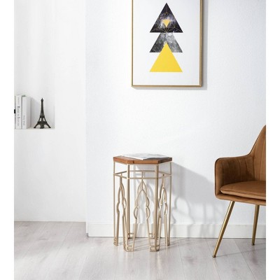 Genevieve Gold & Natural Fir Wood Round Nesting Tables